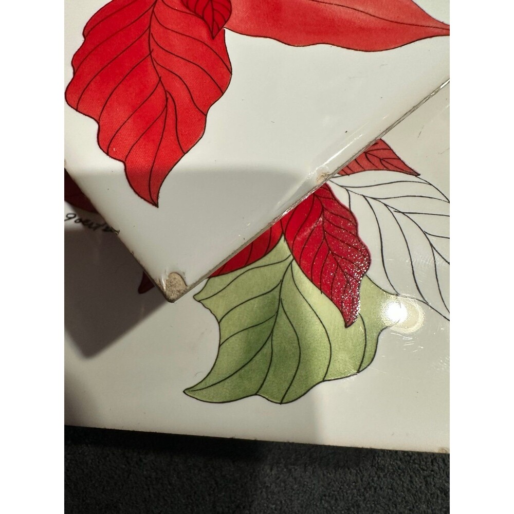 Block Spal Mary Lou Goertzen 2 Decorative Ceramic Tile Poinsettia Coasters - Picture 7 of 7